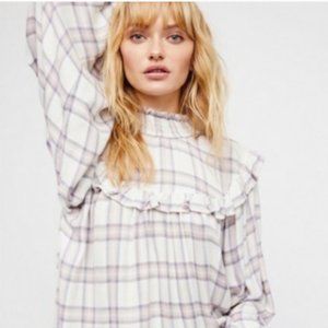 Free People Charlie Plaid Ruffle Top